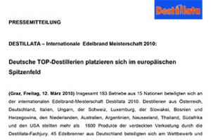 Deutsche TOP-Destillerie platziert sich im europäischen Spitzenfeld